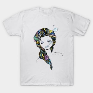 Mermaid colorful hair beautiful design T-Shirt